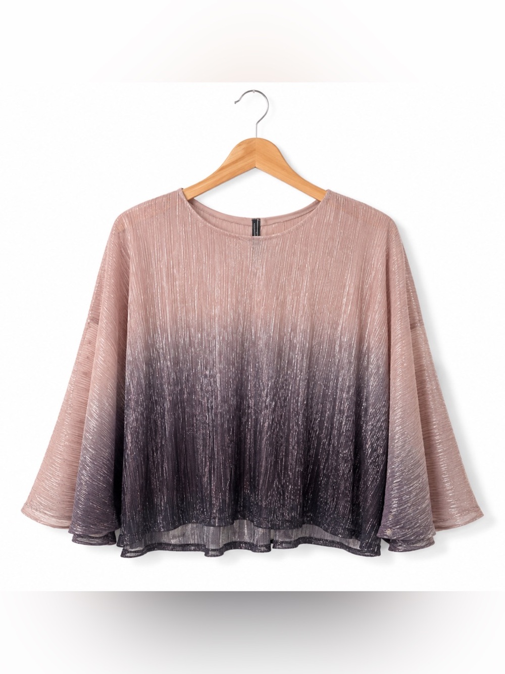 Anthropologie Shimmery Pink to Black Ombre Long-Sleeve Top XS Fairycore Boho